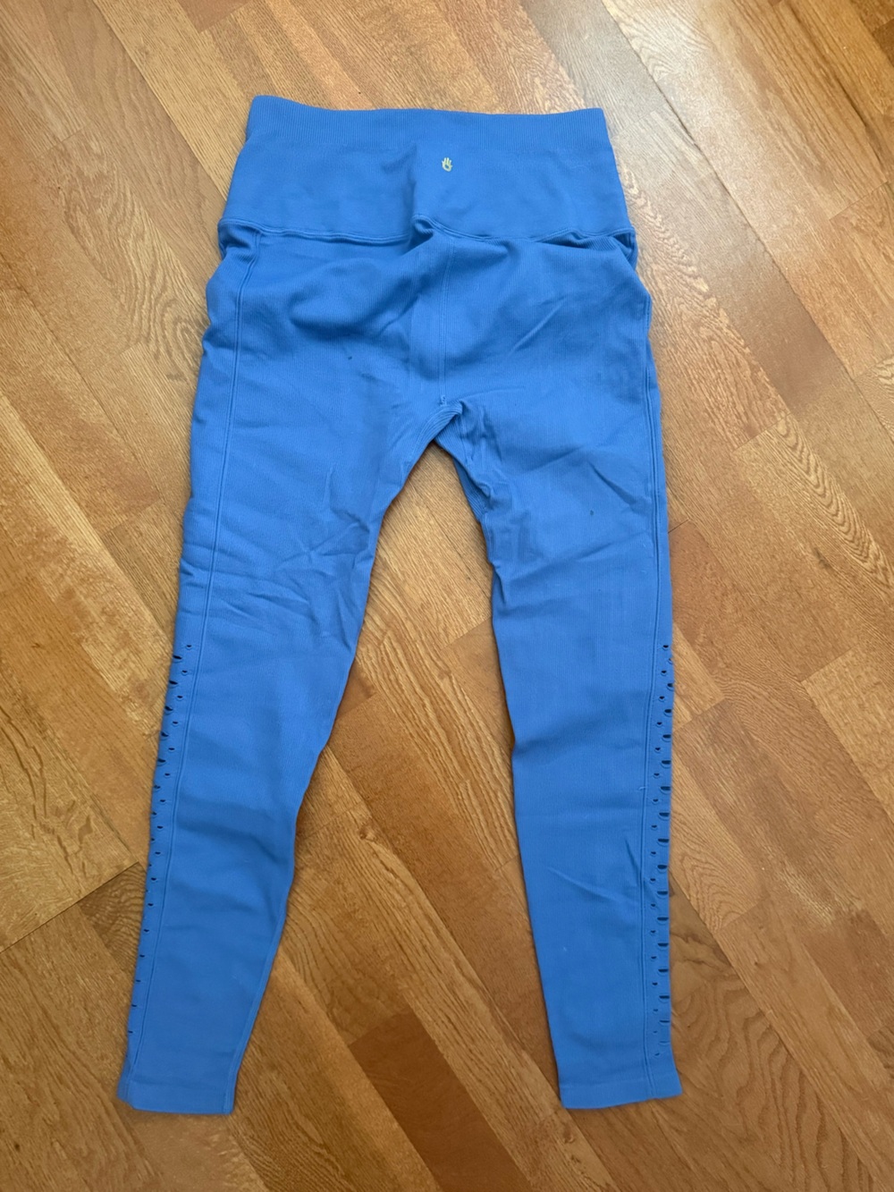 Spiritual Gangster Blue Athletic Leggings with Side Perforation Detail